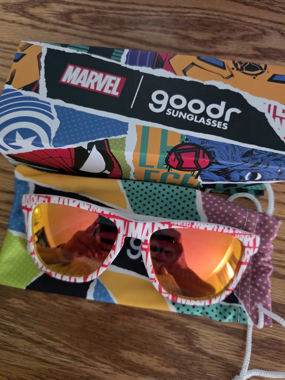 Marvel x goodr Sunglasses - White & Red Frame "Find Your Power"
